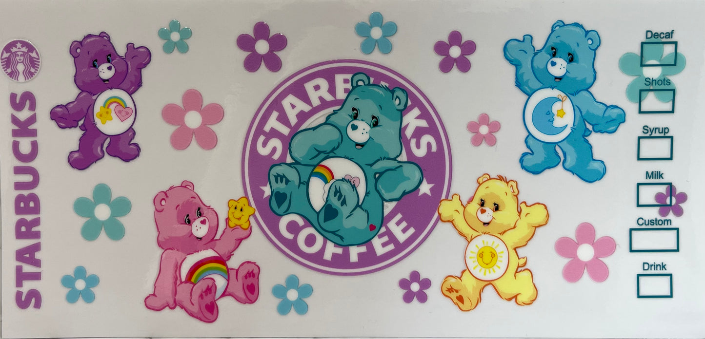 16oz UV DTF Libbey Wrap starbucks Carebears #347