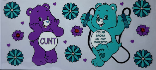 16oz UV DTF Libbey Wrap Care Bear your mum is my cardio #539