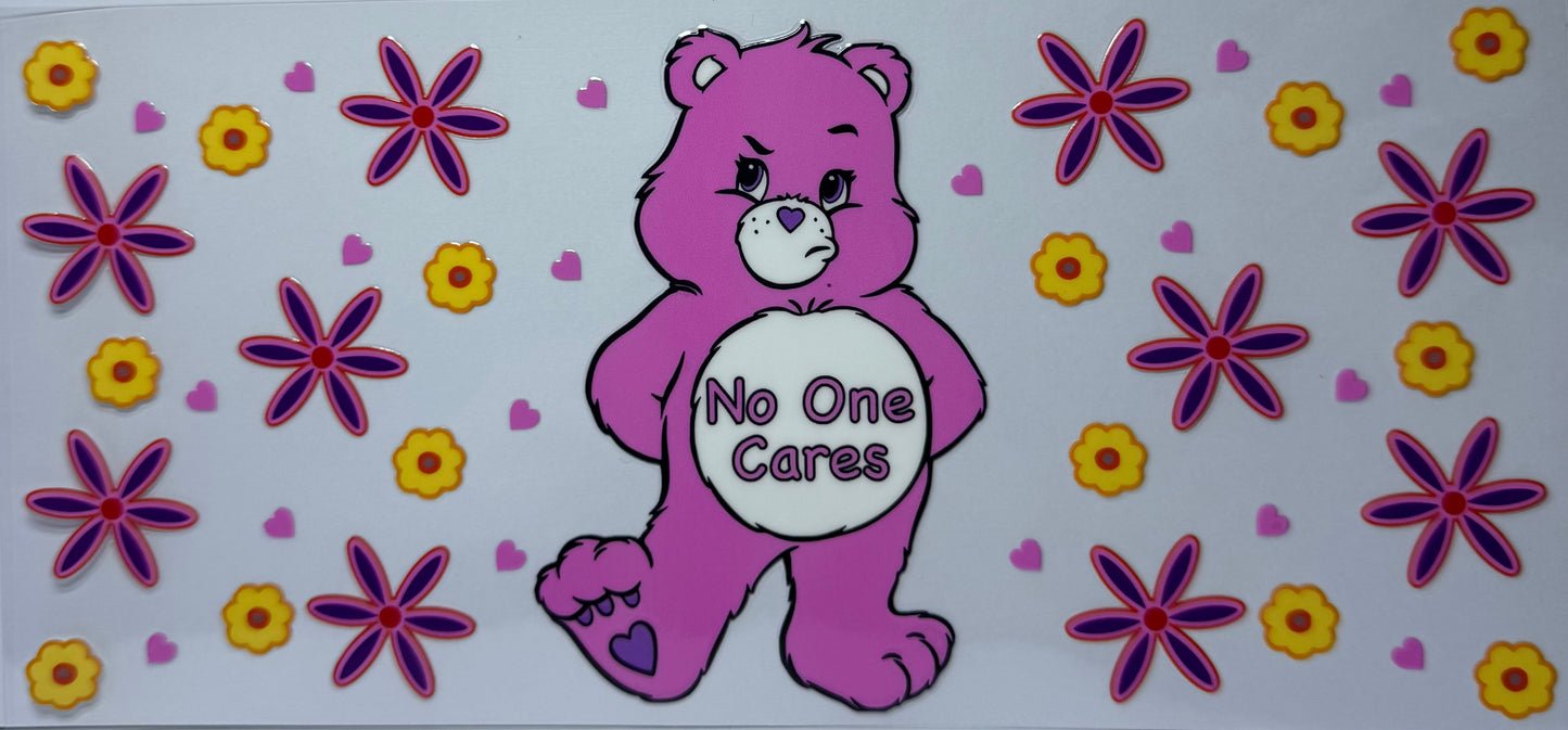16oz UV DTF Libbey Wrap Care Bear no one cares #540
