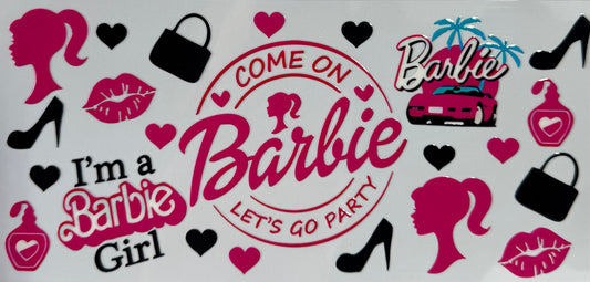 16oz UV DTF Libbey Wrap I’m a barbie girl #a83