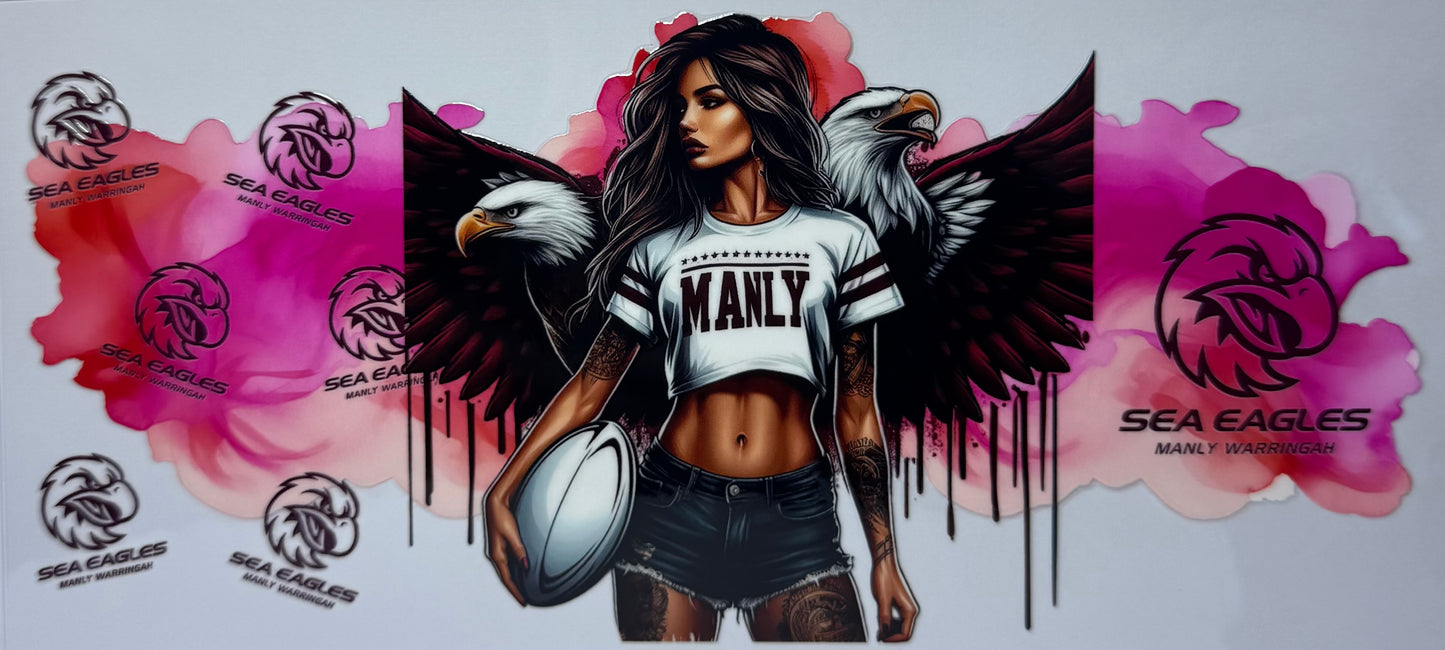 16oz UV DTF Libbey Wrap NRL sea eagles manly warringah #725