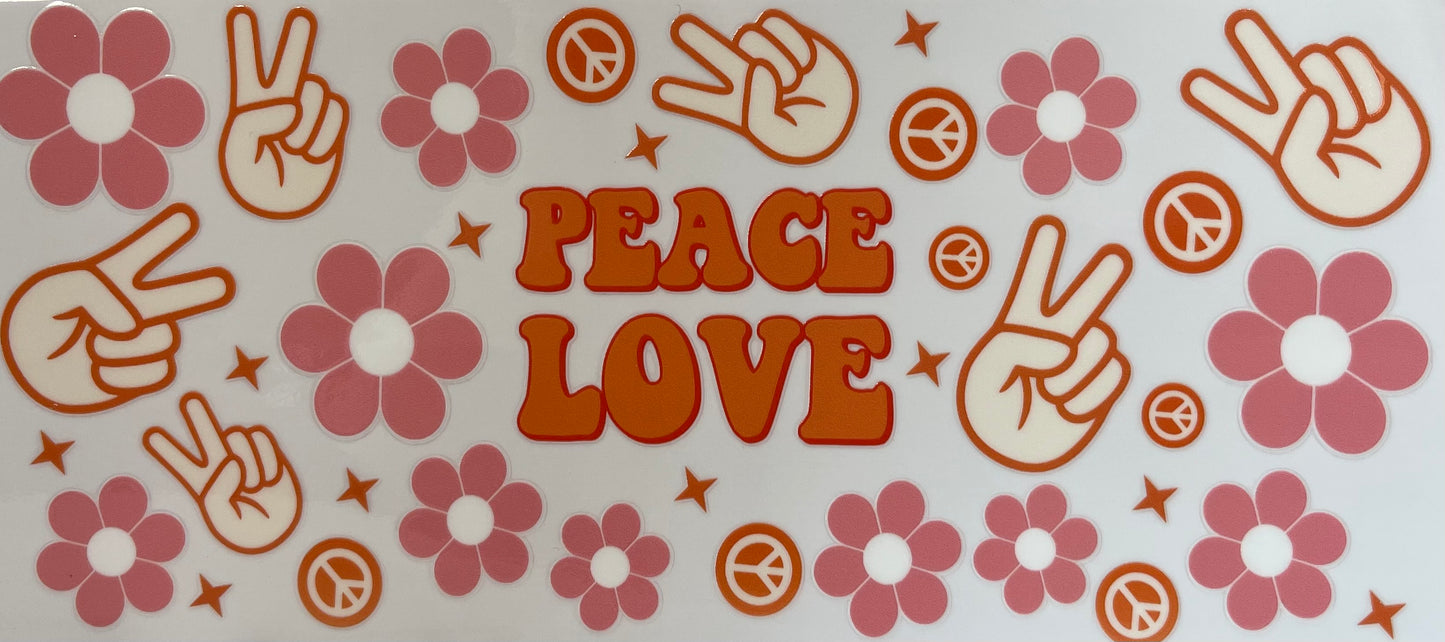 16oz UV DTF Libbey Wrap Peace Love #795