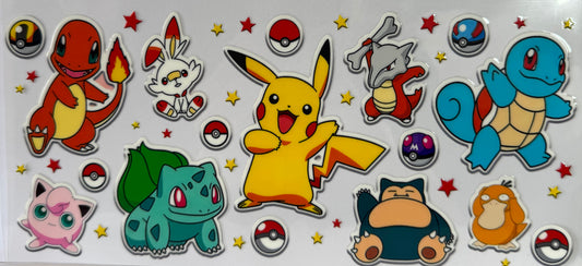16oz UV DTF Libbey Wrap Pokémon friends  #a10
