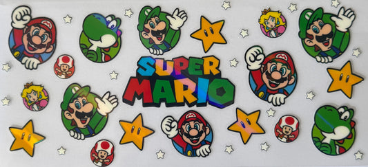 16oz UV DTF Libbey Wrap holographic super mario stars #127