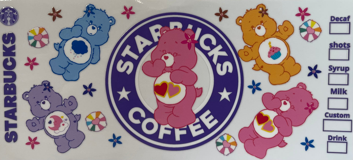 16oz UV DTF Libbey Wrap Carebear Starbucks #692