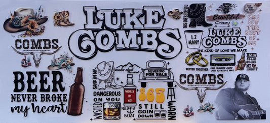 16oz UV DTF Libbey Wrap Luke Combs #84