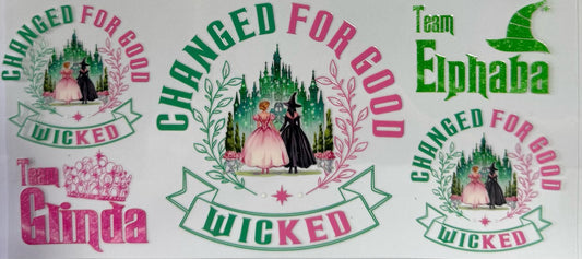 16oz UV DTF Libbey Wrap wicked team glinda & elphaba #279