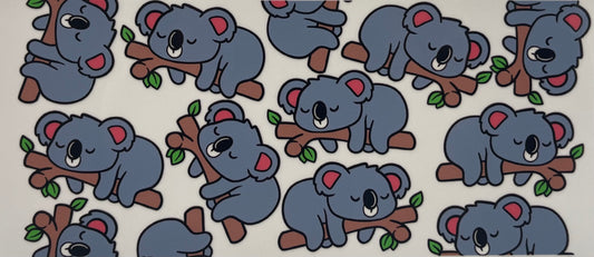 16oz UV DTF Libbey Wrap Blue/Grey Koala branch #A184