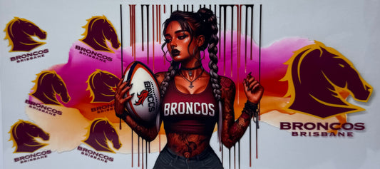 16oz UV DTF Libbey Wrap NRL broncos Brisbane #591