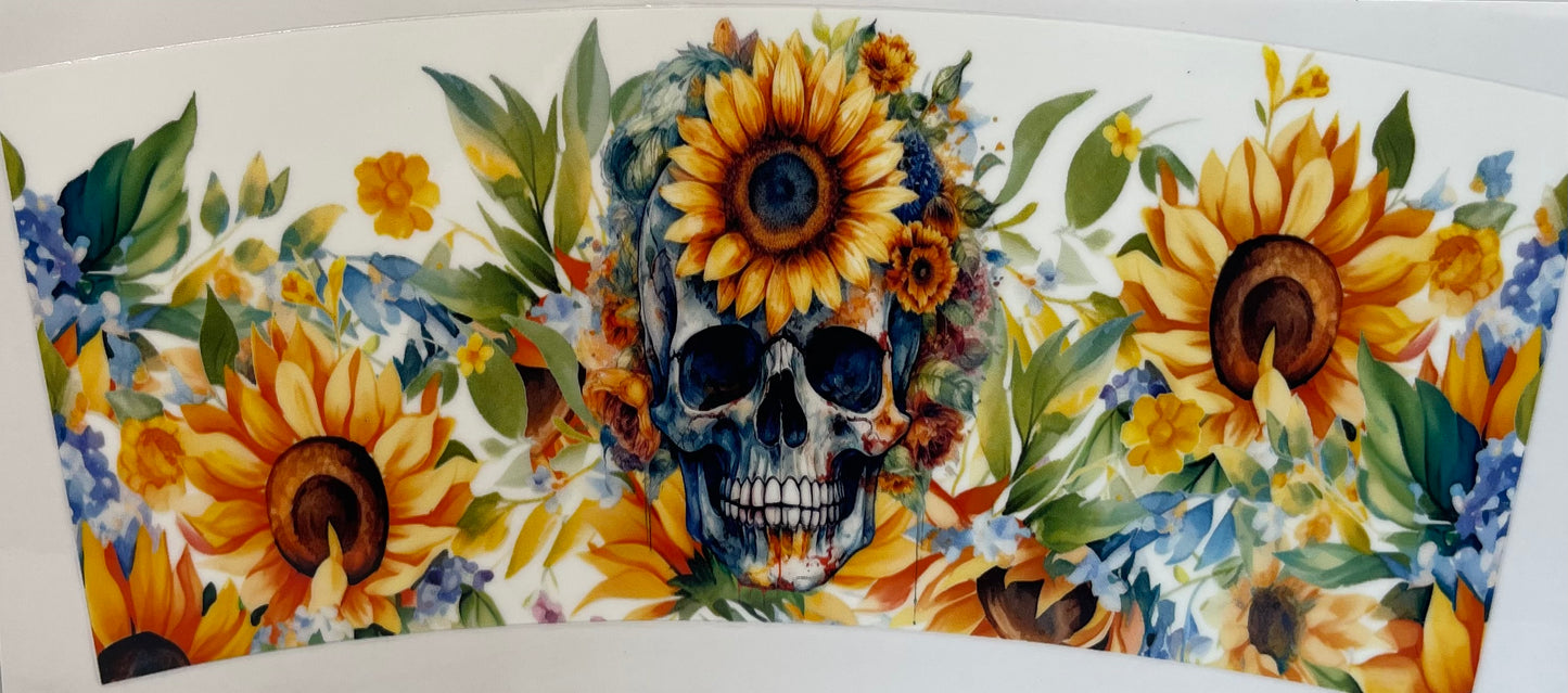 Cold Cup UV DTF Skull flowers #821