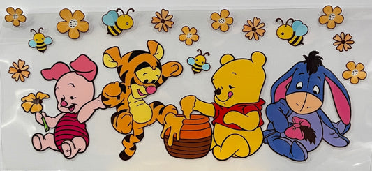 16oz UV DTF Libbey Wrap Winnie Pooh friends bees #853