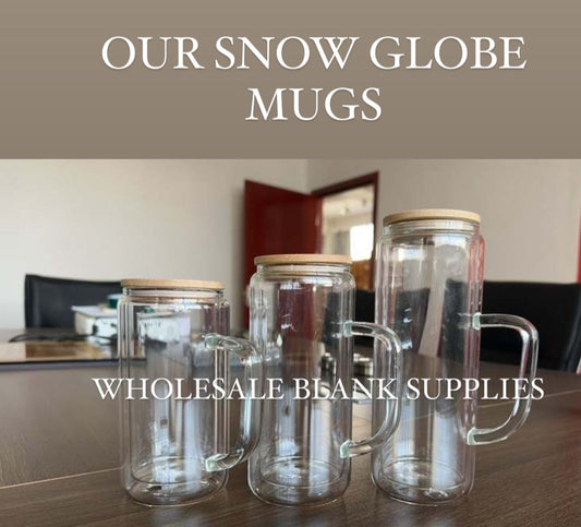 ☃️ SNOWGLOBE GLASS MUG with HANDLE – 16oz | 20oz | 24oz ✨