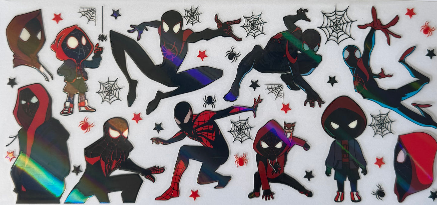 16oz UV DTF Libbey Wrap holographic Black spider man #135