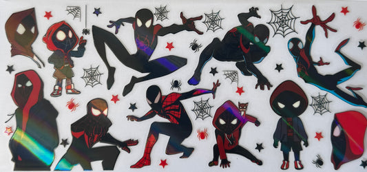 16oz UV DTF Libbey Wrap holographic Black spider man #135