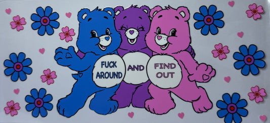 16oz UV DTF Libbey Wrap Care Bear fuck around and find out trio #543