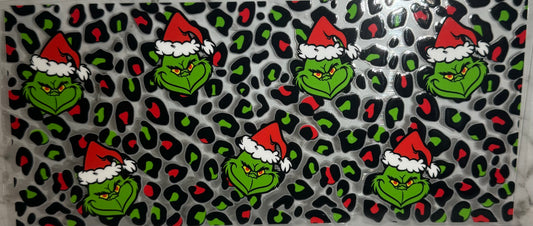 16oz UV DTF Libbey Wrap Merry Christmas grinch Leopard #139