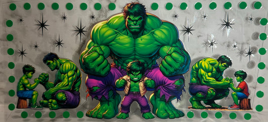 16oz UV DTF Libbey Wrap Dad hulk and son #132