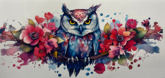 16oz UV DTF Libbey Wrap Owl Beautiful #a60