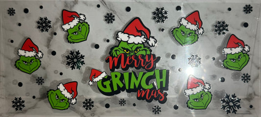 16oz UV DTF Libbey Wrap Merry Christmas  merry  Grinch mess #143