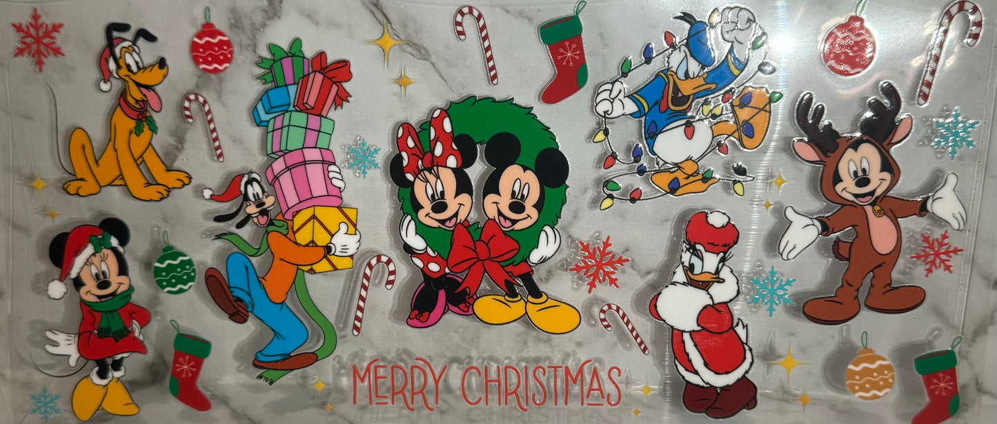 16oz UV DTF Libbey Wrap Merry Christmas   Mickey Mouse Merry Christmas #138