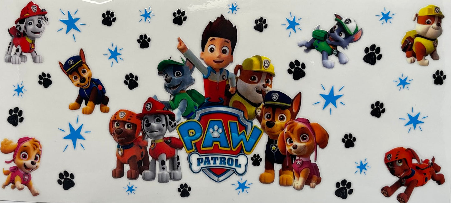 16oz UV DTF Libbey Wrap Paw Patrol Blue star #A134