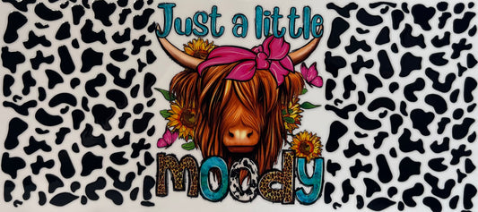 16oz UV DTF Libbey Wrap Just a little Moody cow print #782