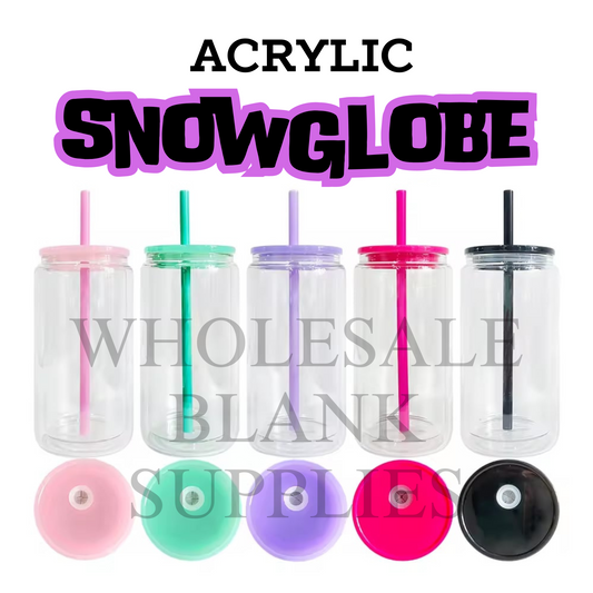 🌈 ACRYLIC 16oz Libbey Snow Globe Cup 💦