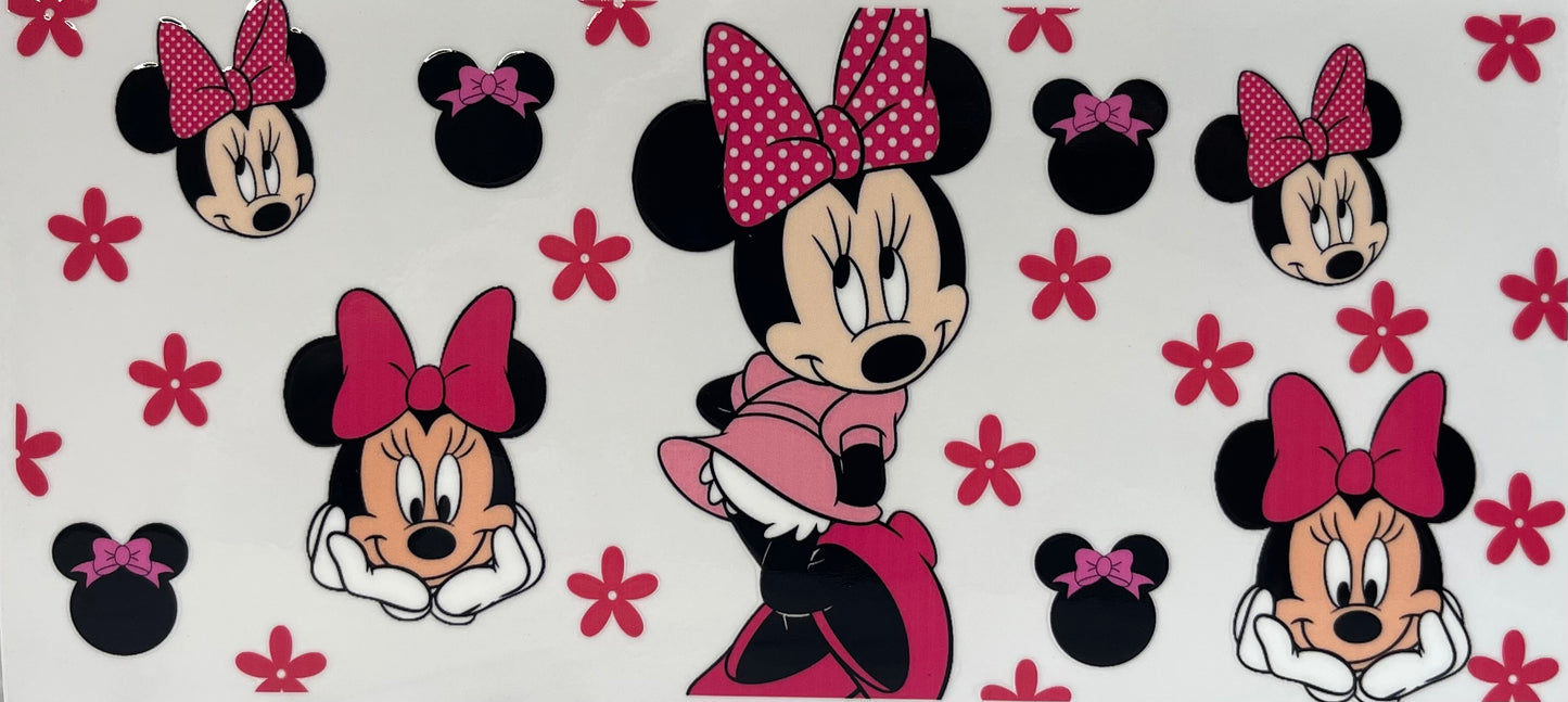 16oz UV DTF Libbey Wrap Minnie Mouse Pose Flowers #A143