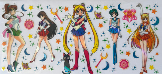 16oz UV DTF Libbey Wrap holographic sailor moon girls #181