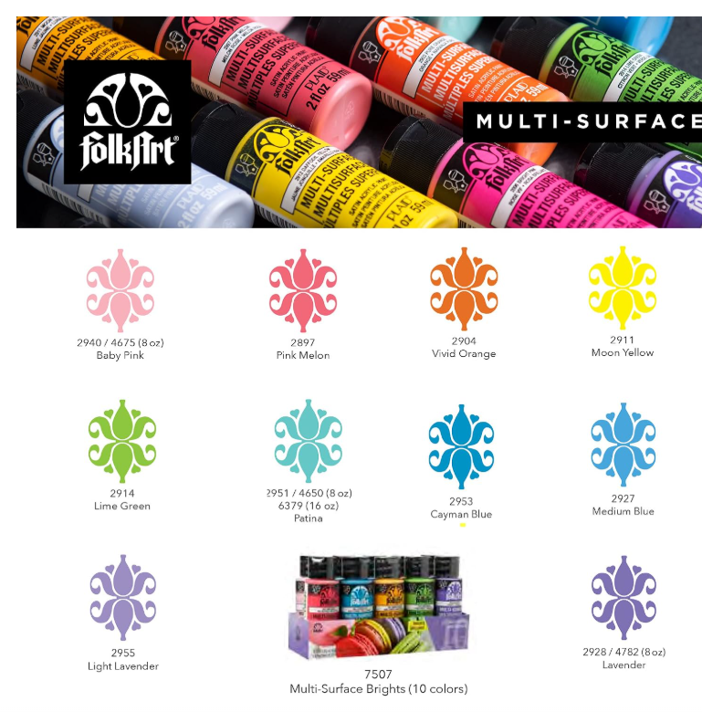 FolkArt Colour Multi-Surface Acrylic Paint | BRIGHTS