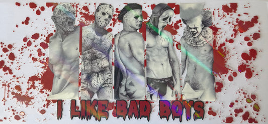 16oz UV DTF Libbey Wrap holographic i like bad boys horror theme #185