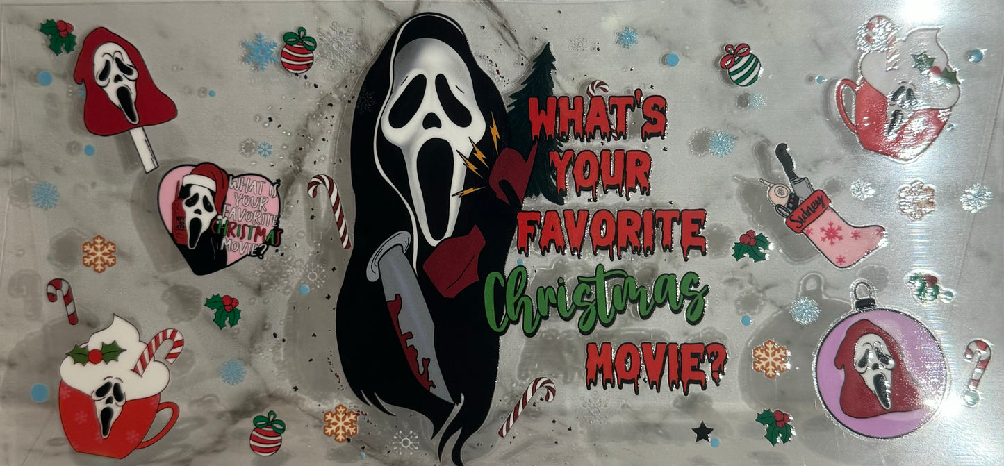 16oz UV DTF Libbey Wrap Merry Christmas horror what’s your favourite Christmas movie? #70 scream