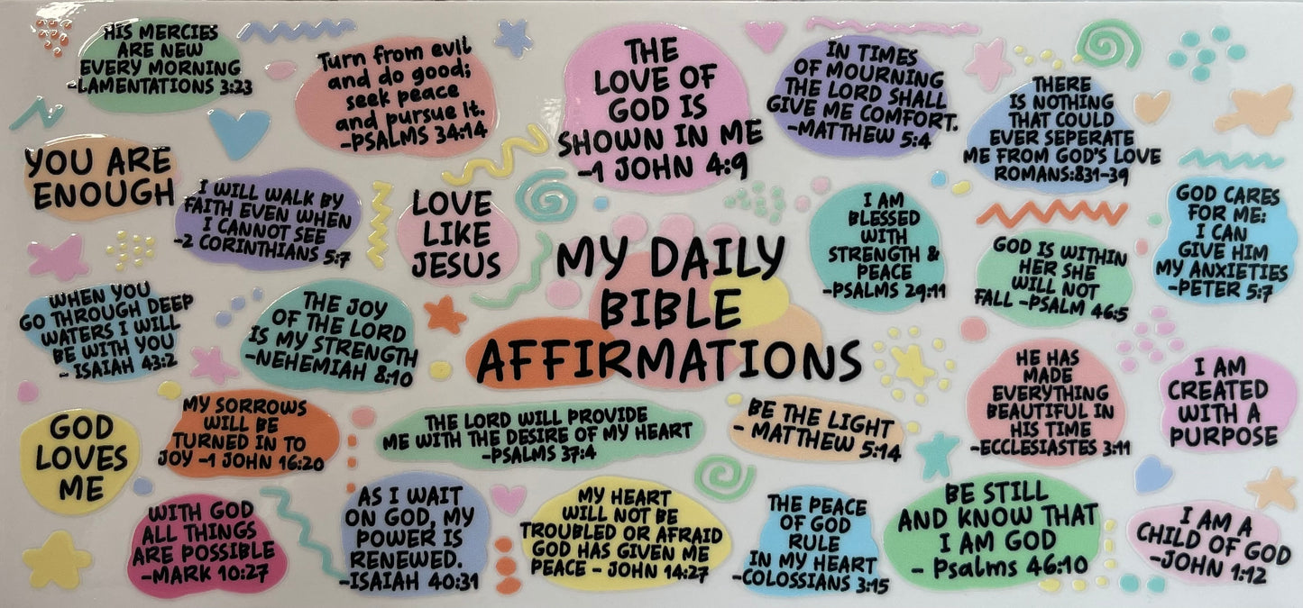 16oz UV DTF Libbey Wrap Daily Bible Affirmations #495