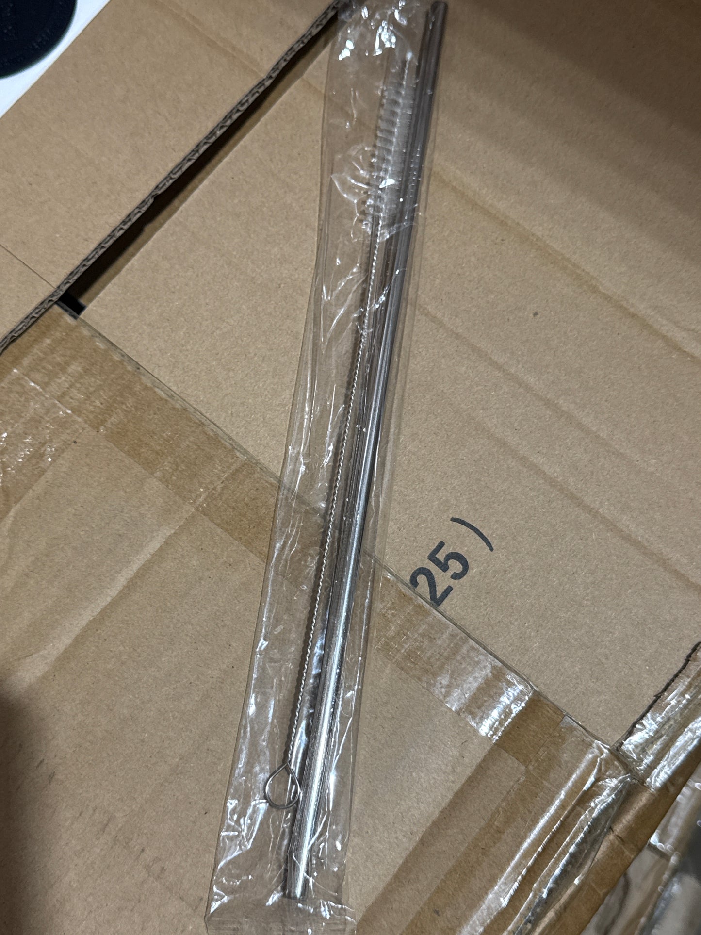 1x Straw | straw cleaner | metal straw Black Rubber Base  in plastic 20oz