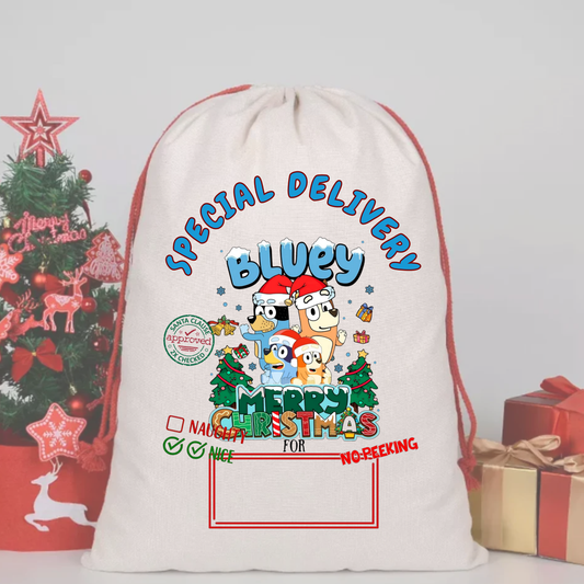 BLUEY 2 SANTA SACK DTF  – SPECIAL DELIVERY DTF Print  🎅💌 pre order OCTOBER