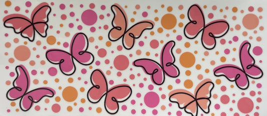 16oz UV DTF Libbey Wrap Pink Butterfly #A152