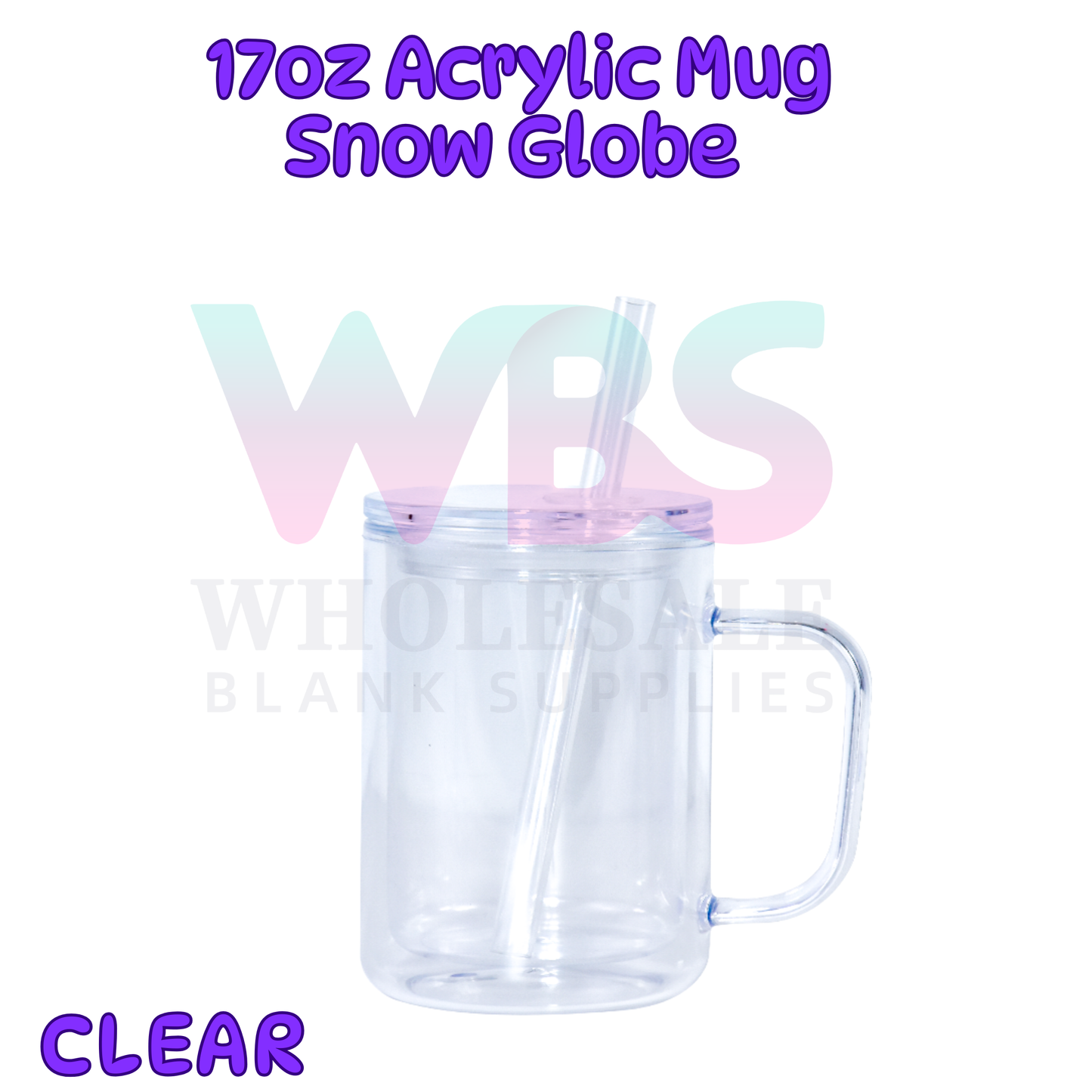 🌈 ACRYLIC 17oz Snow Globe Mug 💦 Colour Lid EOFY