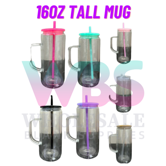 ☃️ TALL SNOWGLOBE GLASS MUG with HANDLE – 16oz  ✨