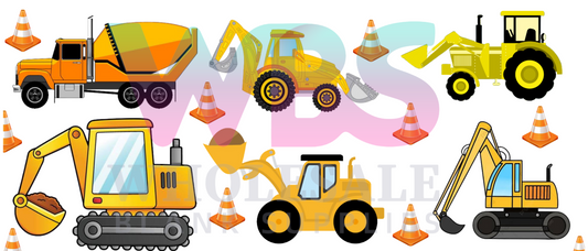 16oz UV DTF Libbey Wrap - Construction Dump Trucks Excavator Kids #228