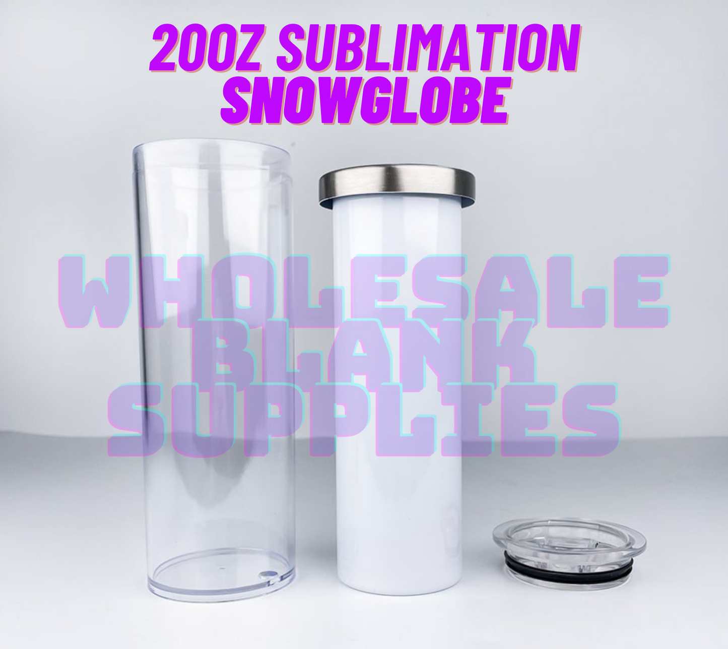 20oz Skinny Straight White Sublimation Story Board Snow Globe Tumbler