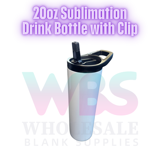 20oz Sublimation Drink Bottle with Clip