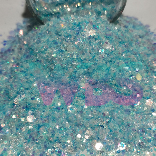 Chunky Glitter Pouch | 250gm | CRYSTAL BLUE WAVE