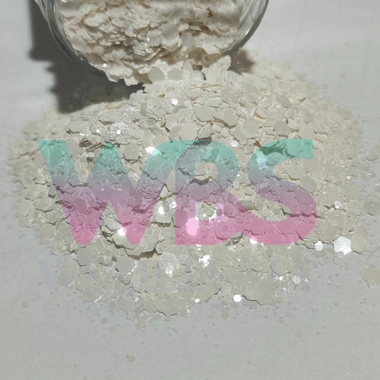 ❄️ WHITE SNOW | Chunky Matte Glitter Pouch – 250gm ❄️