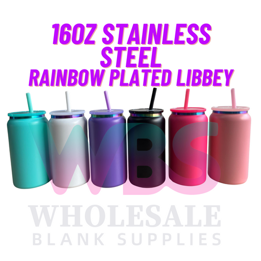 16oz Stainless Steel RAINBOW Plated  Libbey | Colour Straw