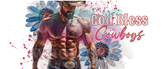 16oz UV DTF Libbey Wrap Tatt Boy Cowboy God bless Cowboys #337