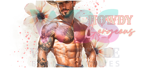 16oz UV DTF Libbey Wrap Tatt Boy Cowboy Howdy Gorgeous #314
