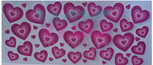 16oz UV DTF Libbey Wrap Pink Love heart #378