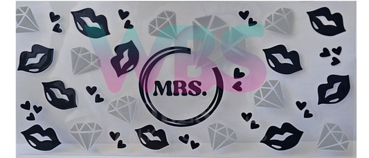 16oz UV DTF Libbey Wrap Wedding MRS Bride #368