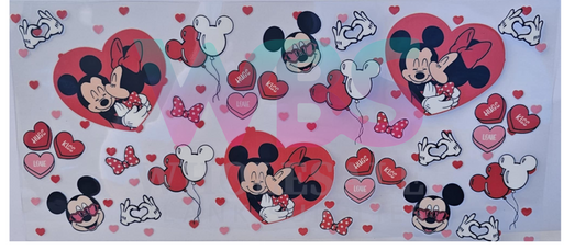 16oz UV DTF Libbey Wrap Mickey Minnie Mouse in LOVE #366