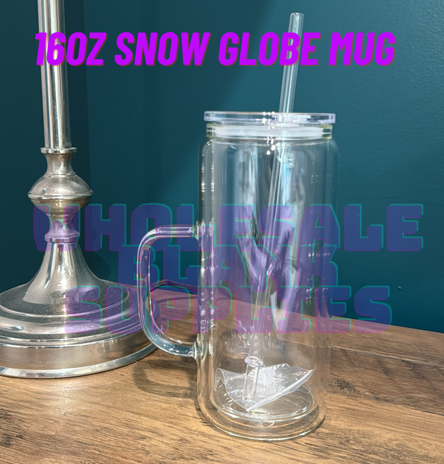 16oz Tall Glass Snow Globe Mug